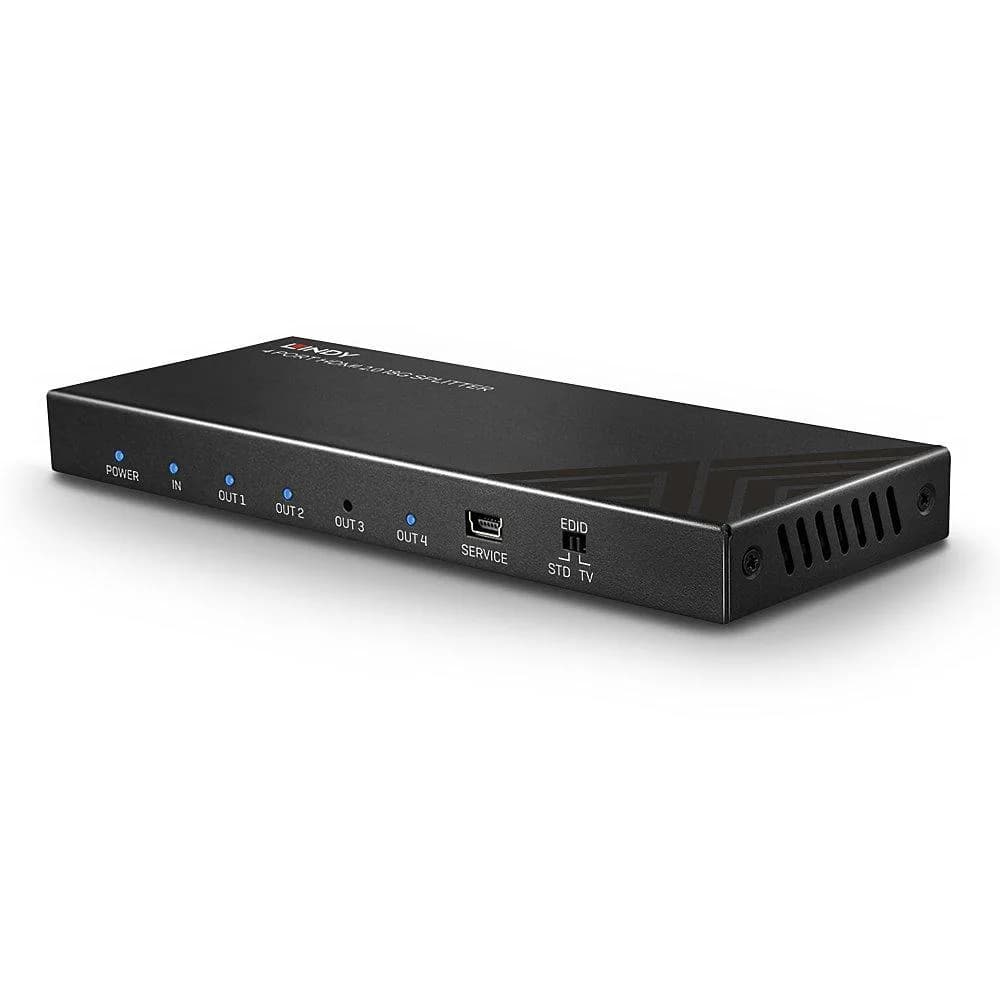 Splitter semnal video Lindy 4x HDMI 2.0 18G, latime de banda 18Gbps, rezolutie maxima 3840x2160, audio pass-through — miniatură