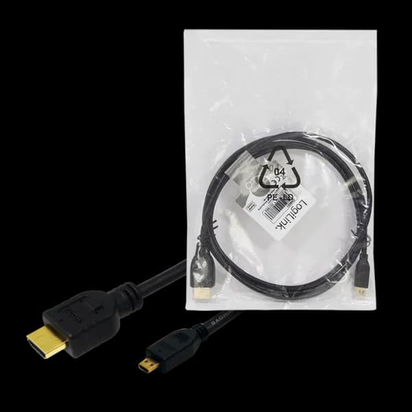 CABLU video LOGILINK, micro(D) HDMI (T) la HDMI (T) 1.4, 1.5m, conectori auriti, rezolutie maxima 4K (3840 x 2160) la 30 Hz, plastic, dublu ecranaj, negru, "CH0031" — miniatură