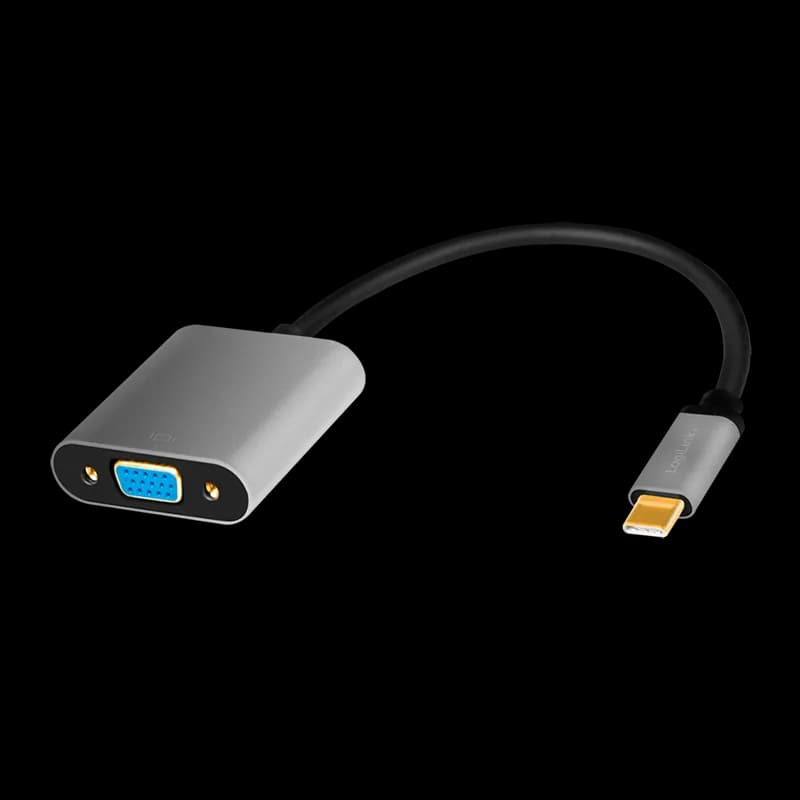 ADAPTOR video LOGILINK, adaptor USB-C (T) la VGA (M), 0.15m, conectori auriti, rezolutie maxima Full HD (2048 x 1536), aluminiu, dublu ecranaj, negru-gri, "CUA0104"