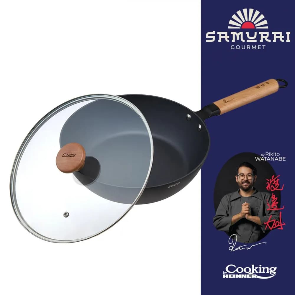 TIGAIE WOK + CAPAC 24X7.5 CM, RIKITO WATANABE, SAMURAI GOURMET, COOKING BY HEINNER — miniatură