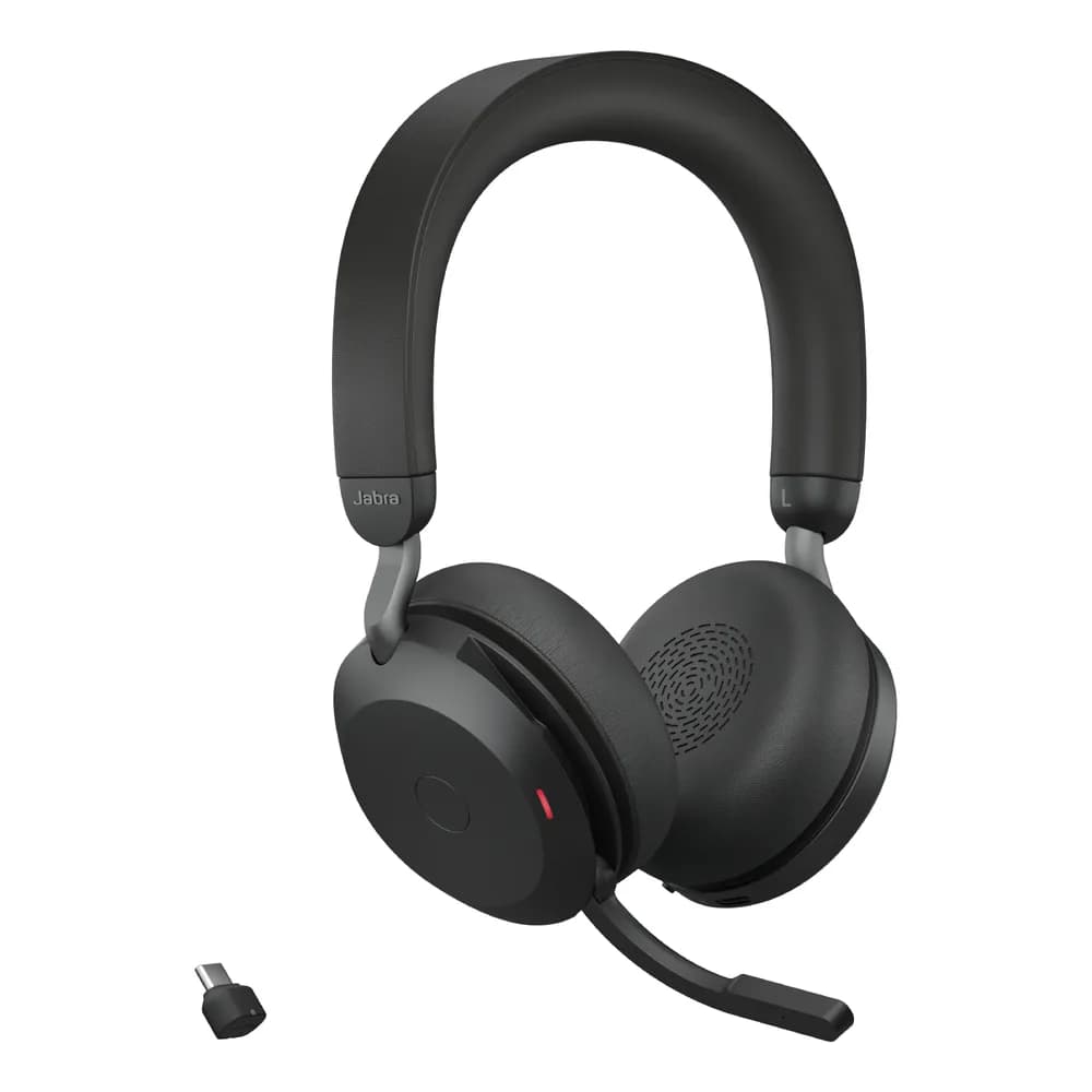 JABRA Evolve2 75 Headset on-ear Bluetooth wireless active noise cancelling USB-C noise isolating black Optimised for UC "27599-989-889" — miniatură