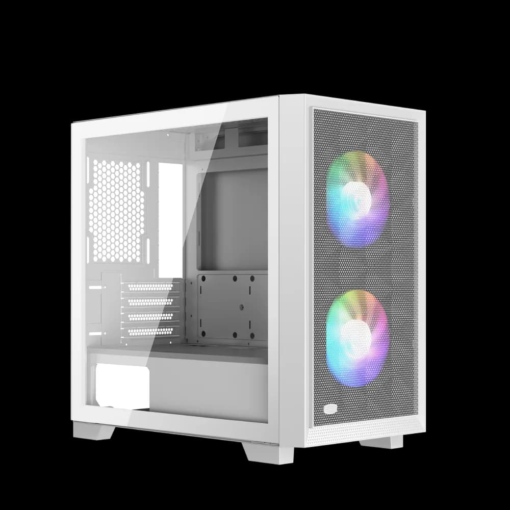 CARCASA PCCOOLER, Mini Tower, mATX, fara sursa, sticla securizata, 2 ventilatoare incluse, iluminare ARGB, alb, USB 3.2 gen 2 x 2, mic, audio, "C3D310 ARGB WH" — miniatură