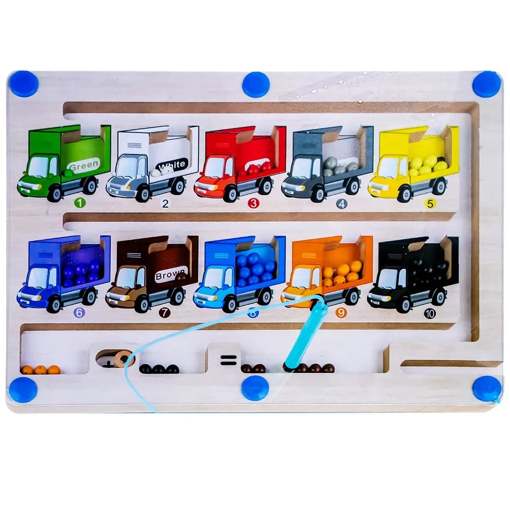 Joc magnetic din lemn, Masinute — miniatură