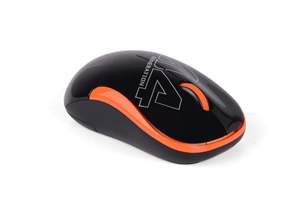 MOUSE A4tech, PC sau NB, wireless, 2.4GHz, optic, 1000 dpi, butoane/scroll 3/1, negru / portocaliu, 45507104 "G3-300N-BO" — miniatură