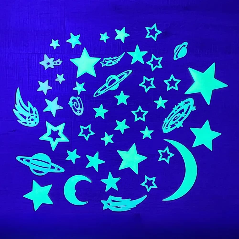Set UV fosforescent (Lună, planete și stele – set de 43 de piese) — miniatură
