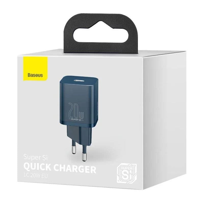 Incarcator retea Baseus Super Si, Quick Charge 20W, 1 x USB Type-C 5V/3A, albastru — miniatură