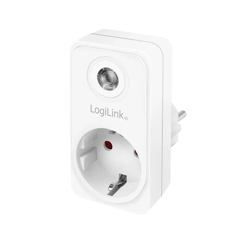 ADAPTOR LOGILINK, senzor lumina zi/noapte, indicator LED, Schuko x 1, IP20, 230 V/16 A, 50 Hz, max. 3600 W (max 1000 W pentru lampa halogen), alb "PA0263" (include TV 0.18lei)