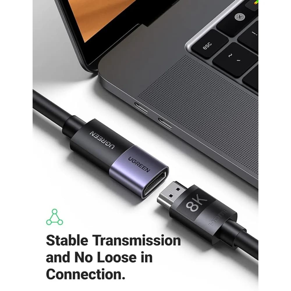 ADAPTOR video Ugreen, "HD159" cupla extender HDMI (M) la HDMI (M), rezolutie maxima 8K UHD la 60 Hz, conectori auriti, aluminiu, gri "90592" - 6957303895922 — miniatură