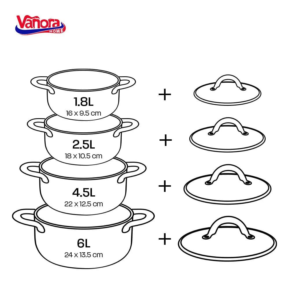 SET GATIT DIN INOX 8 PIESE, MEDINA, VANORA HOME — miniatură