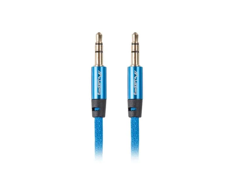 Cablu minijack 3,5 mm M/M 3 pini 2 m albastru Premium