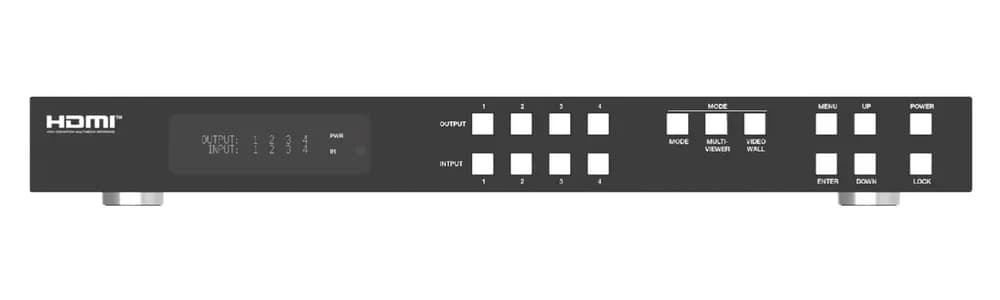Matrix Switcher Seamless HDMI 2.0 4x4 cu functie Video-Wall si Multi-Viewer, Audio Extract, RS232 si TCP/IP, telecomanda