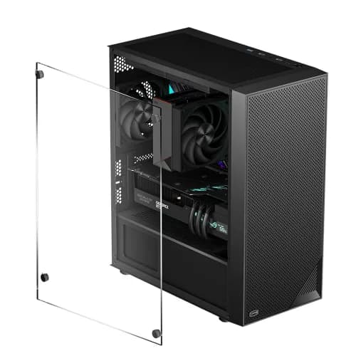CARCASA PCCooler middle tower, gaming, fara sursa, suporta 7xfan, , PSU shroud, USB 3.1 gen x 1, USB 2.0 x 2, audio+mic, 5 sloturi expansiune, negru, "C3B310-BKP0-GL" — miniatură