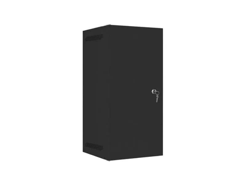 Dulap rack 10" perete 12U / 280x310 pentru auto-asamblare, cu ușă metalică, negru (flat pack)