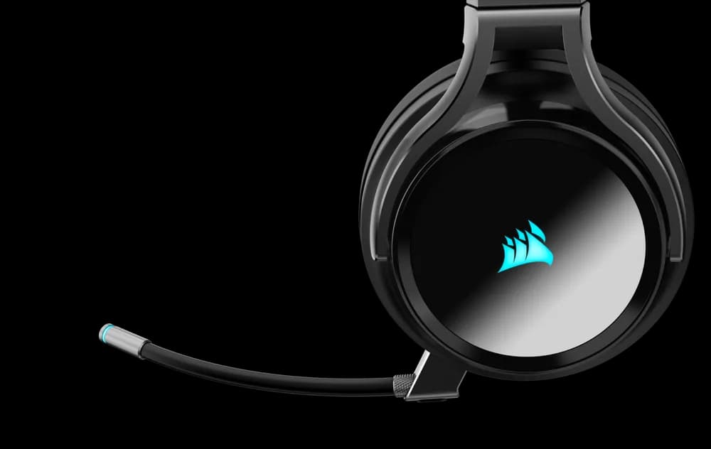 CASTI Corsair, "Virtuoso RGB", wireless, cu fir, gaming, utilizare multimedia, mic pe brat, detasabil, conectare prin 2.4 GHz(WiFi),Jack 3.5 mm,USB 2.0,negru "CA-9011185-EU" — miniatură
