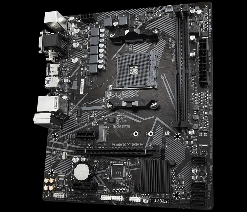 PLACA de BAZA Gigabyte "A520M S2H", skt AM4, mATX, AMD A520, 2 x DDR4, max. 64 GB, 4 x SATA, 1 x M.2, 7.1, "A520M S2H" — miniatură