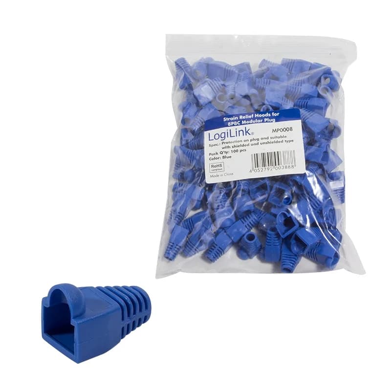 MANSON mufe RJ-45 LOGILINK pt. cablu UTP, FTP, SFTP, RJ-45 (T), plastic, 100 buc, albastru, "MP0008" — miniatură