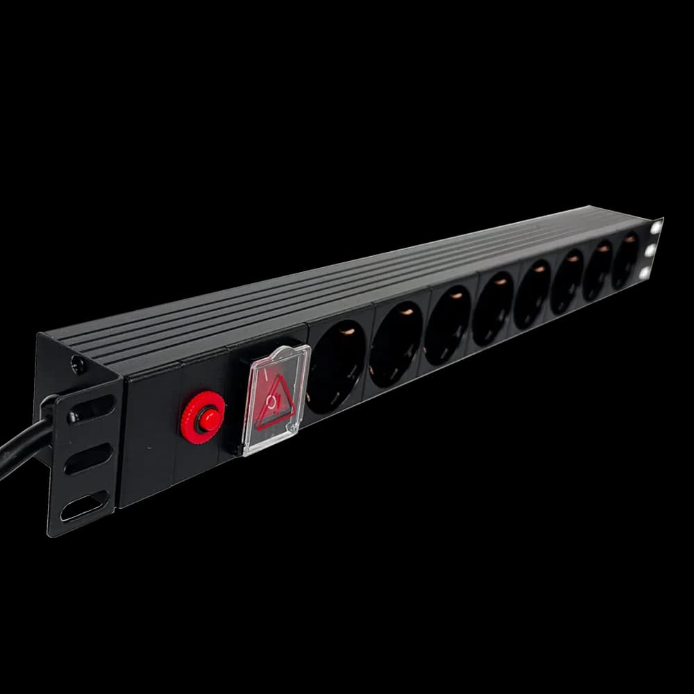 Priza de rack 19 inch, PDU 1U, 8 posturi Schuko cu alimentare C14, Eco Xcab "EcoXcab-819-C14" — miniatură