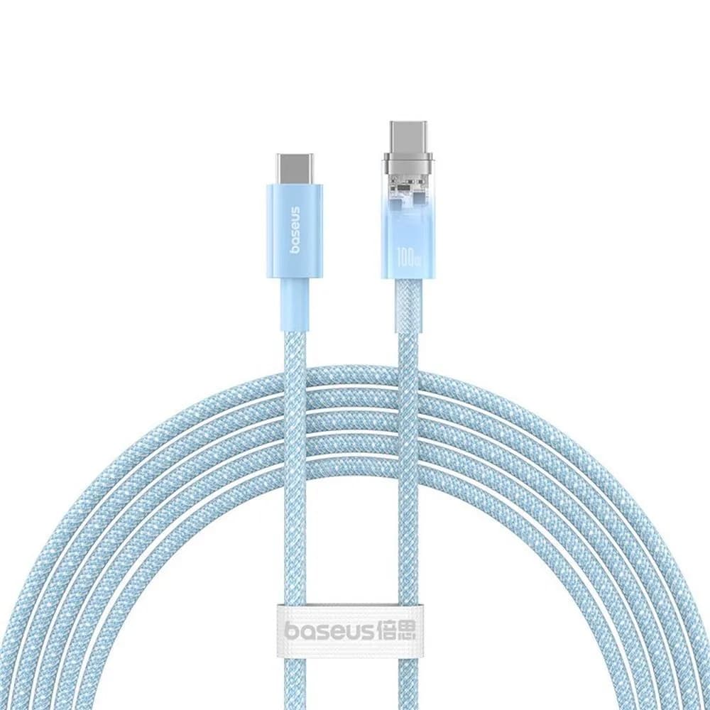 CABLU alimentare si date Baseus,Explorer Smart Temperature Control,Fast Charging pt smartphone,USB Type-C(T) la USB Type-C(T),100W,braided,1m,albastru "P10319703311-00" (include TV 0.18lei) - 6932172642839