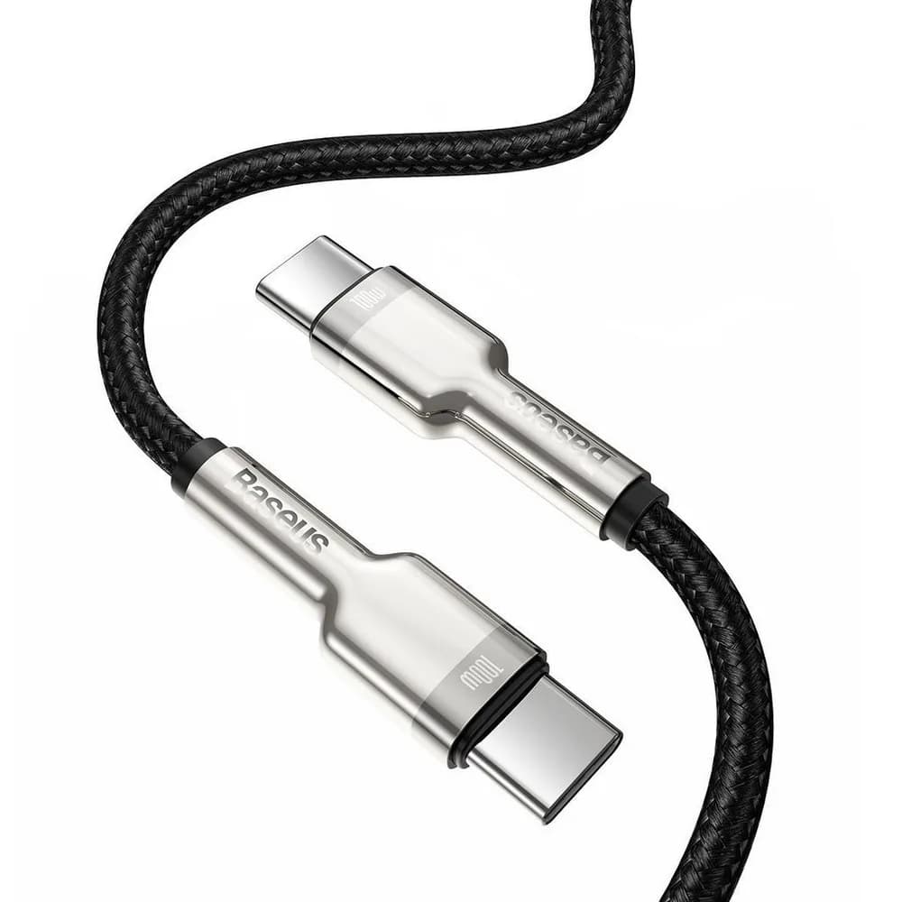 CABLU alimentare si date Baseus Cafule Metal, Fast Charging Data Cable pt. smartphone, USB Type-C la USB Type-C 100W, braided, 1m, negru "CATJK-C01" - 6953156202320 — miniatură