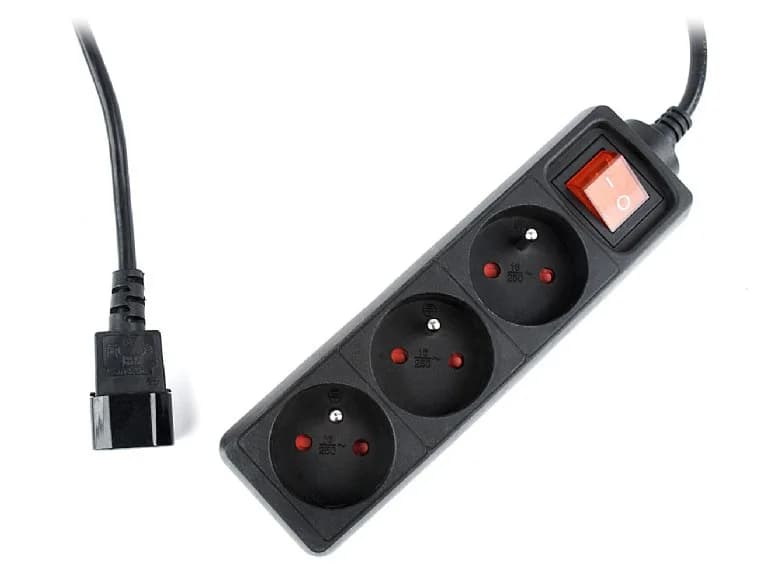 PRELUNGITOR GEMBIRD, Schuko x 3, conectare prin IEC C14 (T), cablu 0.6 m, 10 A, protectie copii, negru, "EG-PSU3F-01"