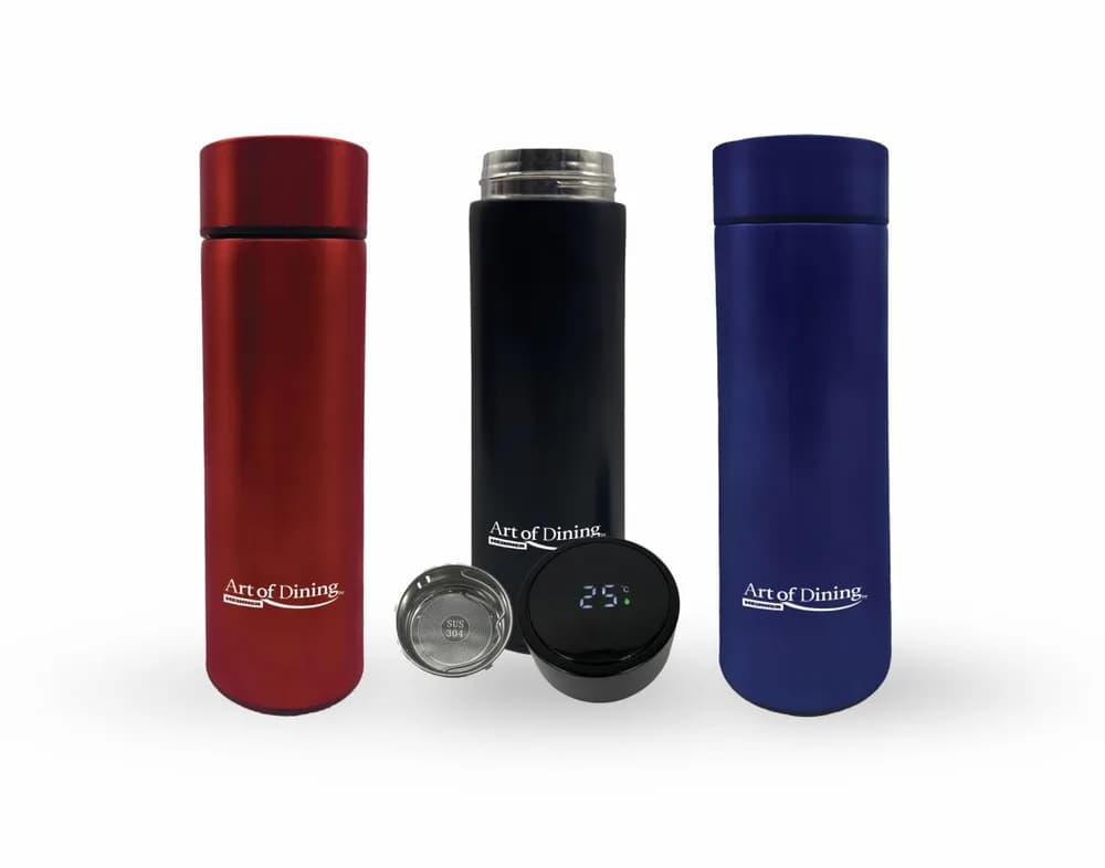 TERMOS INOX 450 ML,INDICATOR LED TEMPERATURA, ART OF DINING BY HEINNER (mix 3 culori in bax, 4 albastre, 4 negre, 4 rosii)