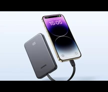 POWER BANK Ugreen "PB526", 10000mAh, 20W, 1 x USB, 1 x USB Type-C, 1 x USB Type-C integrat, gri, "75161B" — miniatură