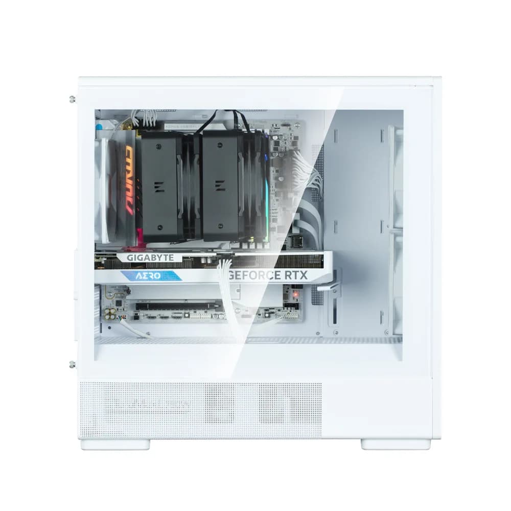 CARCASA Zalman "P10 NAMU", mini tower, gaming, fara sursa, suporta 7xfan, 3xfan inclus, PSU shroud, display 9.1inch, USB Type-C x 1, USB 3.1 gen1, audio+mic, 5 sloturi expansiune, alb, "P10 NAMU White" — miniatură