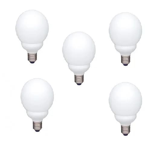 SET 5 becuri fluorescent Panasonic, soclu E27, putere 13W, forma sferic, lumina alb rece, alimentare 220 - 240 V, "EFG13E672V-5"