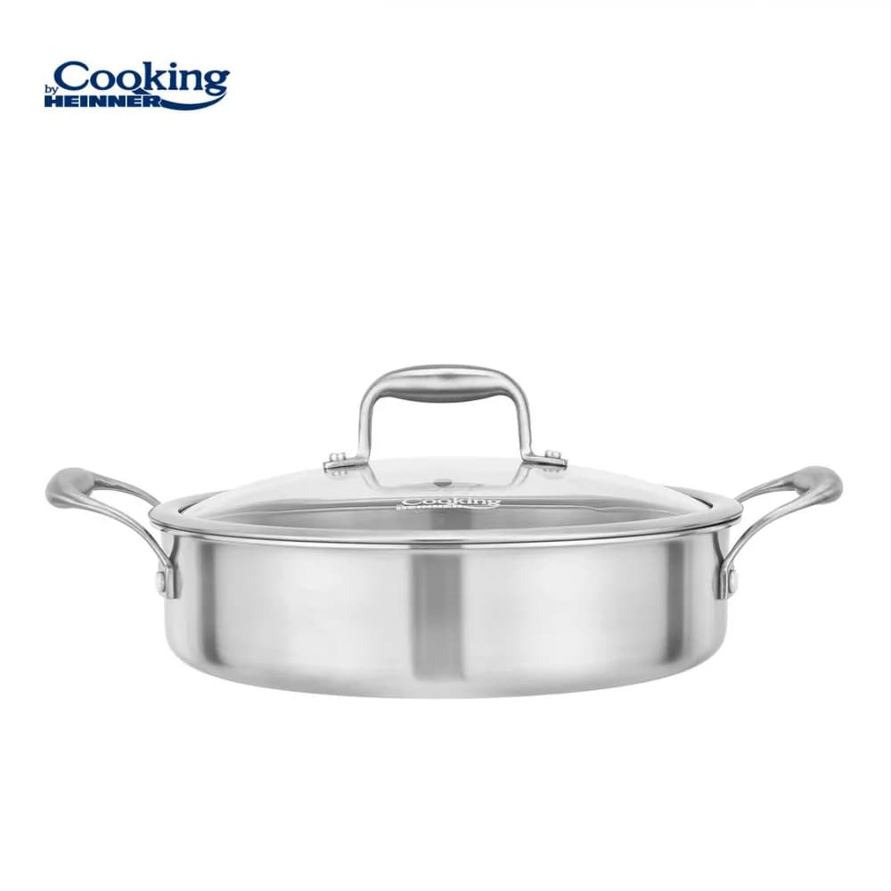 CRATITA INOX+CAPAC STICLA 26X7CM, 3.5L, ATOMIC3, COOKING BY HEINNER — miniatură