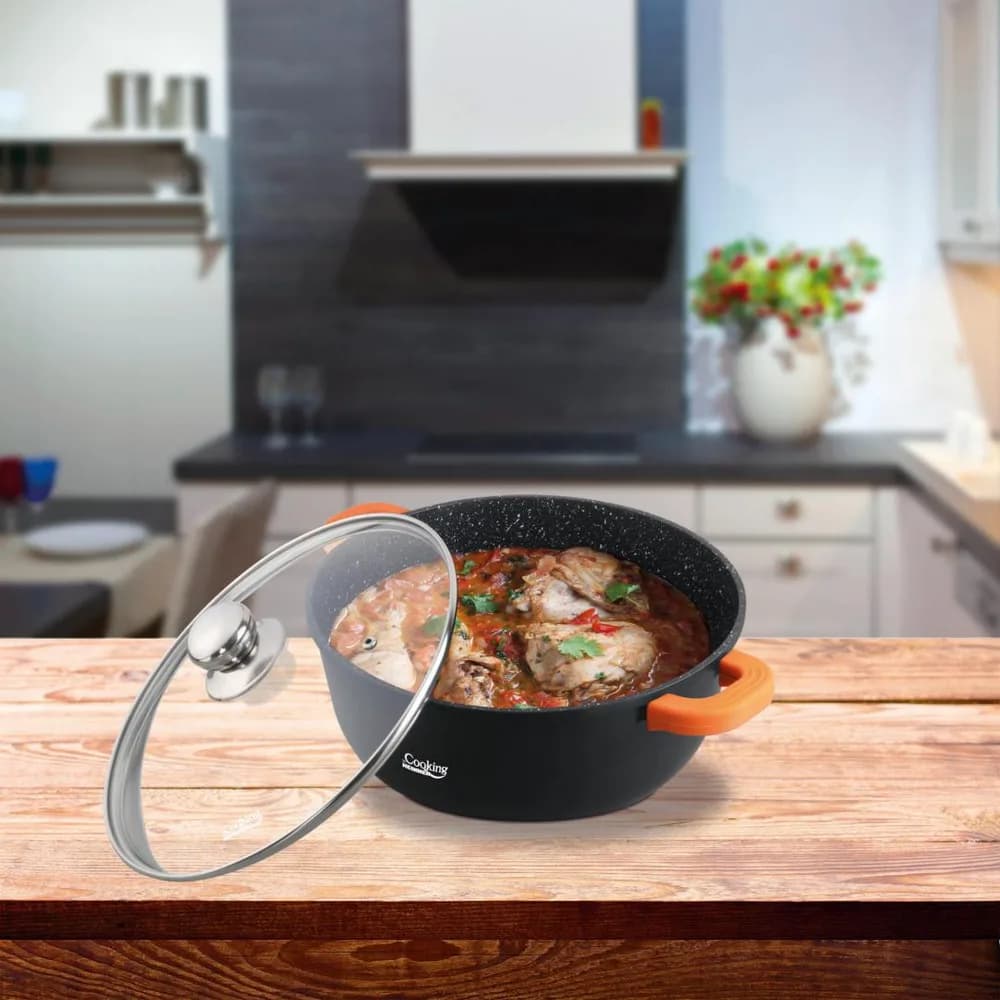 CRATITA ALUMINIU TURNAT+CAPAC,16x7.5 CM, 1.2 L, DARK LINE,COOKING BY HEINNER — miniatură