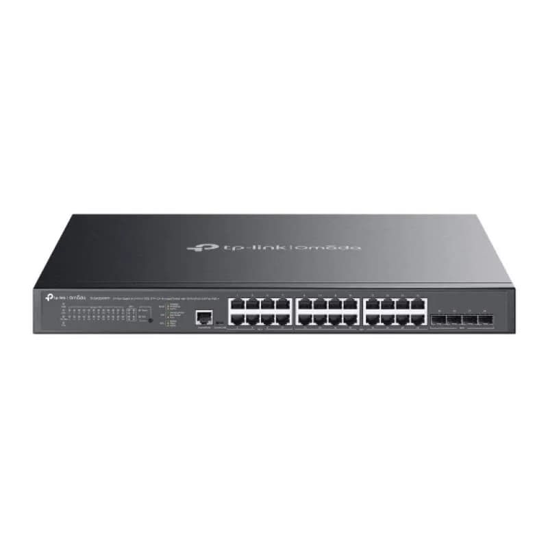 Switch TP-Link 24 porturi, 24x RJ452x 10G, SFP+ (uplink), viteza LAN 10/100/1000 Mbps, buget POE 500 W, Layer 2+, 16 Porturi PoE+, 8 Porturi PoE++
