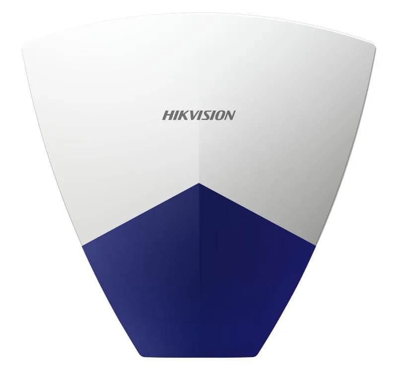 Sirene de exterior Hikvision DS-PS102X/BL, putere acustica@1 meter: 110 dBA, PGM/BELL port, 3 tipuri de alarma: alarma de incendiu, alarma de panica, alarma de efractie, culoare alba, led albastru, IP55, alimentare: 9 to 16VDC, dimensiuni: 221x215x51mm, greutate: 475 g, temperatura de functionare