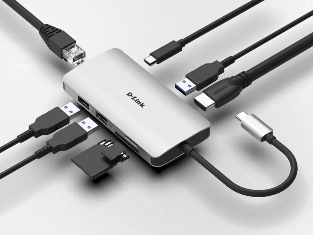 Hub USB D-Link DUB-M810, USB-C, 8 porturi, HDMI, RJ-45, Gri — miniatură