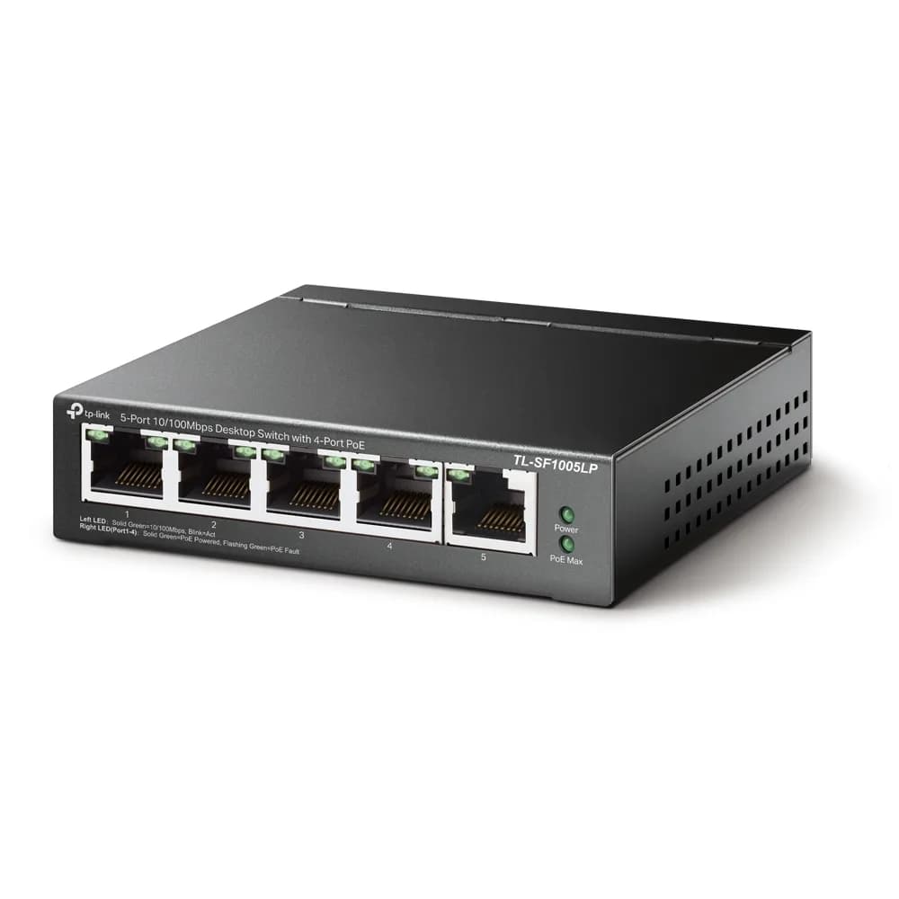 SWITCH PoE TP-LINK 5 porturi 10/100Mbps (4 PoE), IEEE 802.3af, carcasa metalica "TL-SF1005LP" — miniatură