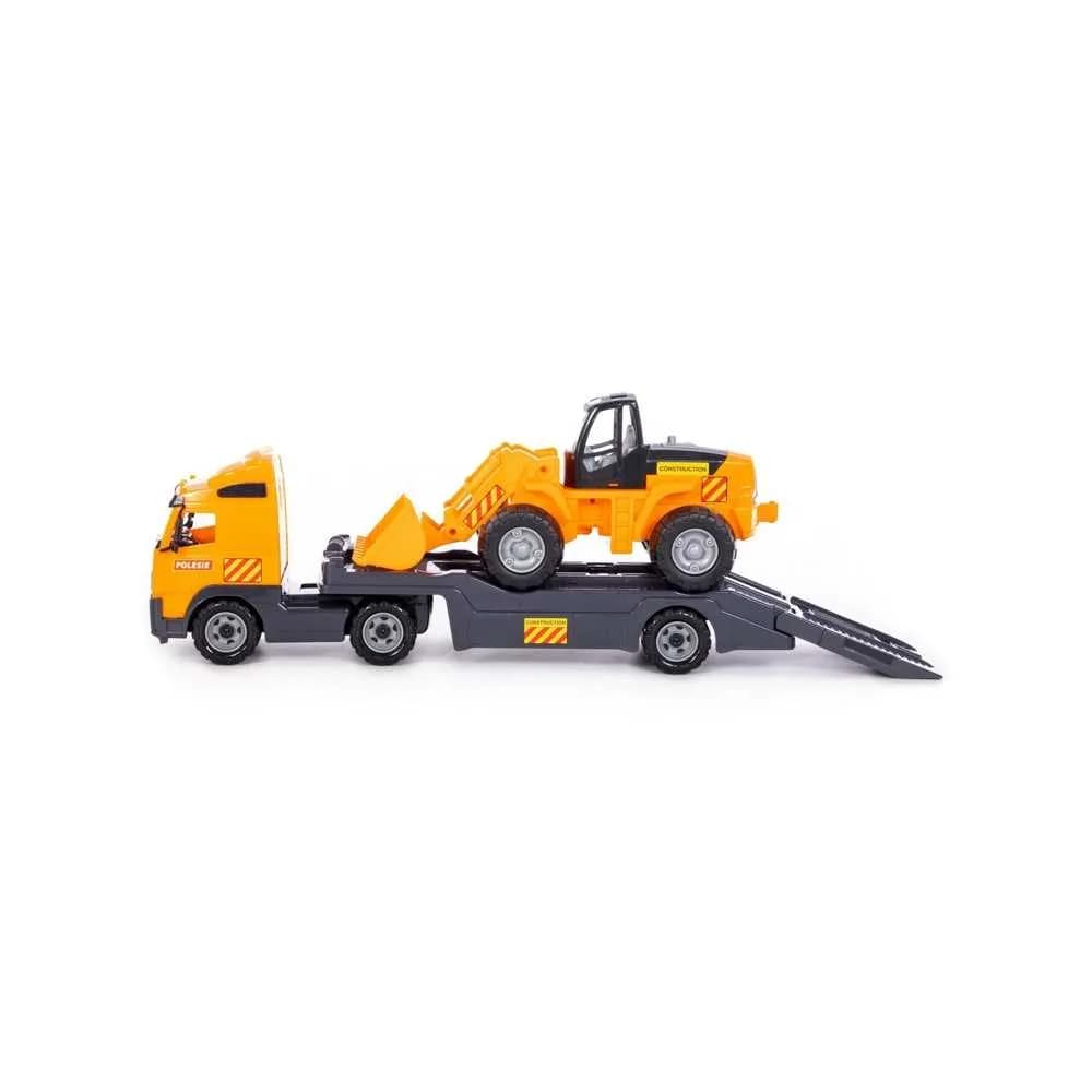 Trailer+excavator - Volvo PowerTruck, 89x19x25 cm, Wader — miniatură