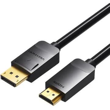 Cablu video Vention, DisplayPort(T) la HDMI(T), 3m, rezolutie maxima 1080p la 60 Hz, conectori auriti, cupru, invelis PVC, negru, "HADBI" - 6922794733350