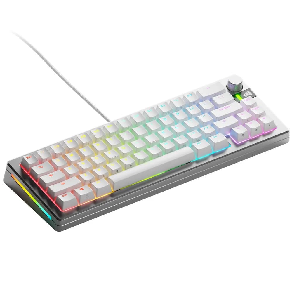 Glorious Tastatura mecanica GMMK 3 PRO 65% Prebuilt, USB-C, Fox Switches, US layout, 66 taste, Gri "GLO-KB-GMMK3-PRO-65-PB-FOX-W-SIL-US" — miniatură