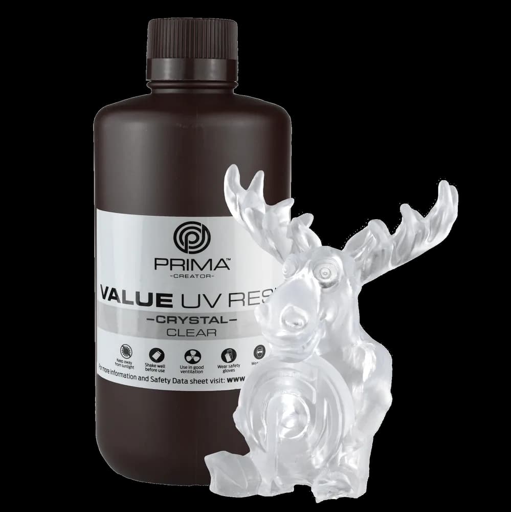 Rășină 3D PrimaCreator Value Crystal UV – 1 kg – Clear — miniatură