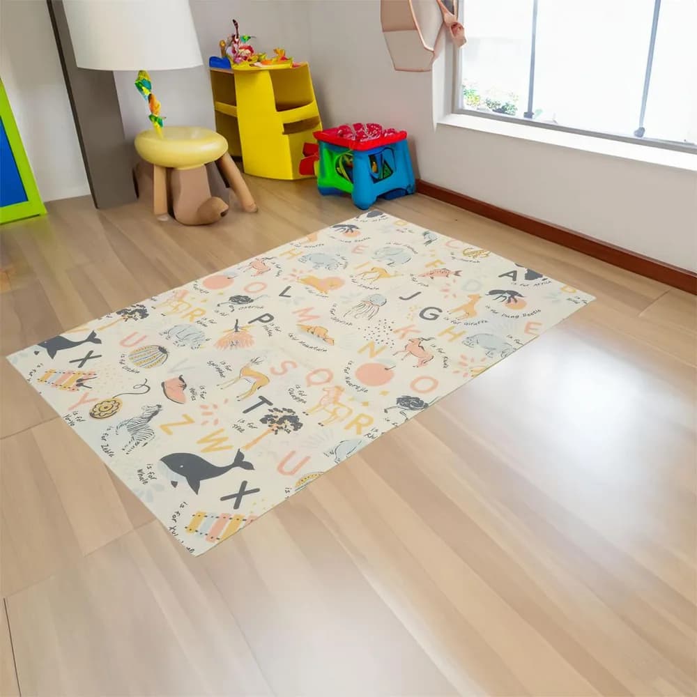 Covor de joaca pentru copii U-Grow, din spuma, pliabil, 2 fete, impermeabil, izolant, 120 x 180 x 1 cm, alfabet — miniatură