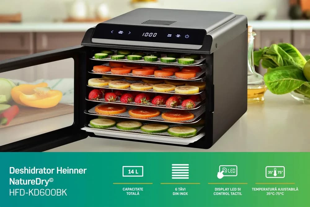 DESHIDRATOR FRUCTE SI LEGUME HEINNER NATUREDRY HFD-KD600BK — miniatură