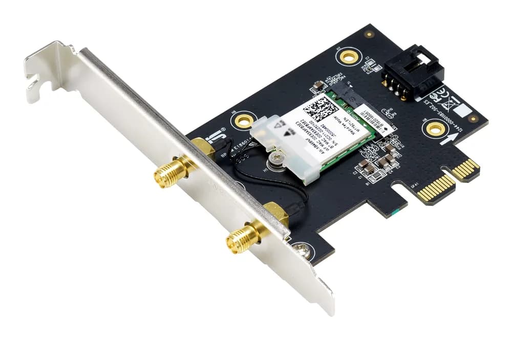 AX1800 Dual Band PCI-E WiFi 6 (802.11ax). Bluetooth 5.2, WPA3 "90IG07A0-MO0B00" — miniatură