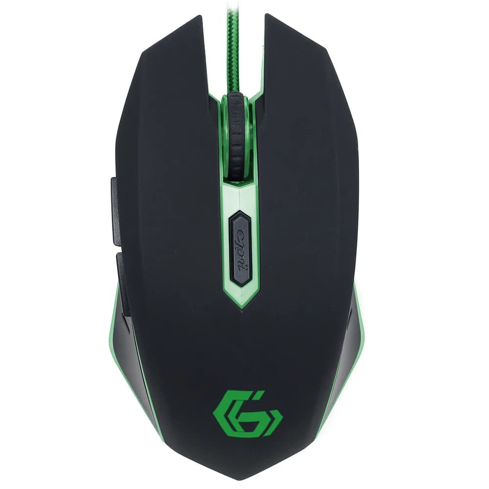 MOUSE GEMBIRD, gaming, cu fir, USB, optic, 2400 dpi, butoane/scroll 6/1, iluminare, negru / verde, "MUSG-001-G"