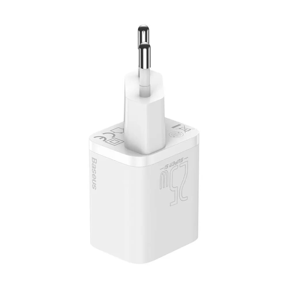 INCARCATOR retea Baseus Super Si, Quick Charge 25W, 1 x USB Type-C 5V/3A max, include cablu USB Type-C la USB Type-C 1m, alb "TZCCSUP-L02" - 6953156206038 — miniatură