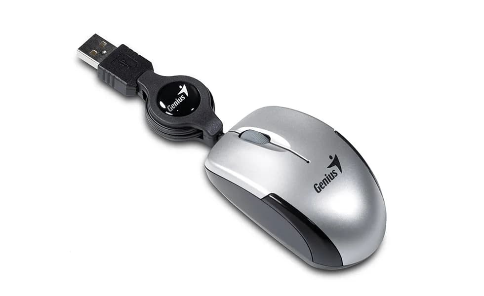 MOUSE Genius, "Micro Traveler V2", PC sau NB, cu fir, USB, optic, 1200 dpi, butoane/scroll 3/1, gri, "31010125102"