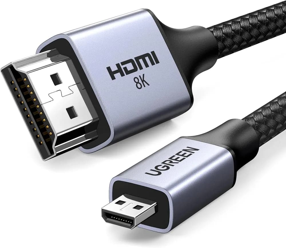 CABLU video Ugreen, "HD164" micro HDMI (T) la HDMI (T), rezolutie maxima 8K/60Hz, HDMI 2.1, braided, 2m, negru "15517"- 6941876215171