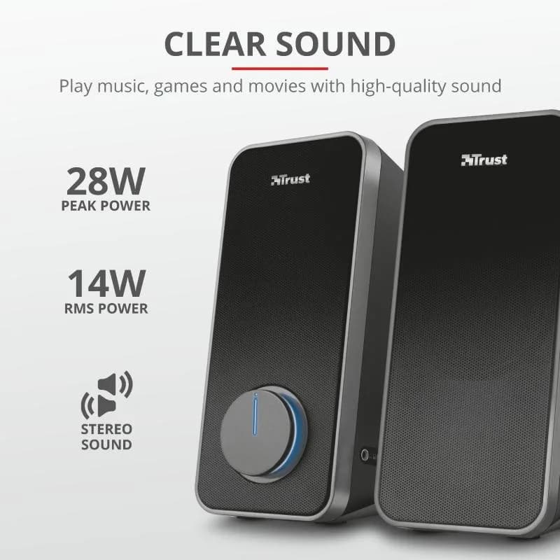 Boxe Stereo Trust Arys 2.0 Speaker Set, 28W, negru — miniatură