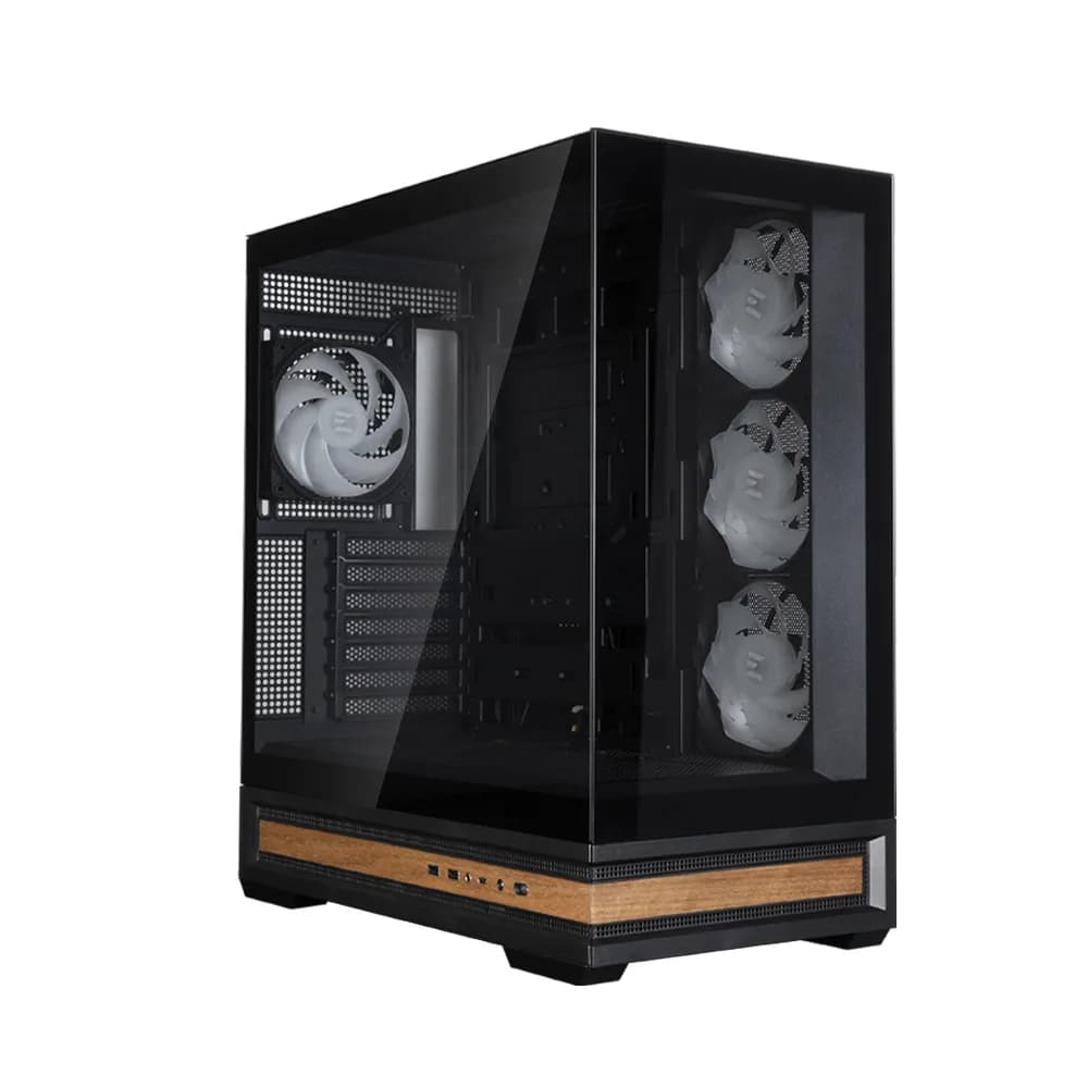CARCASA Zalman "P40 NAMU", middle tower, gaming, fara sursa, suporta 10xfan, 4xfan inclus, PSU shroud, afisaj electronic, USB Type-C x 1, USB 3.1 gen1 x 2, audio+mic, 7 sloturi expansiune, negru, "P40 NAMU Black" — miniatură