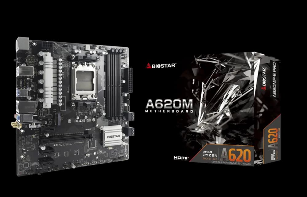Placa de baza Biostar "A620MPE PRO", skt. AM5, chipset AMD A620, mATX, 4 x DDR5 max. 256 GB, USB 3.2 gen 1, USB 3.2 gen 2 Type-C, 4 x SATA, 2 x M.2, PCIe 4.0, HDMI, DisplayPort, "A620MPE PRO"
