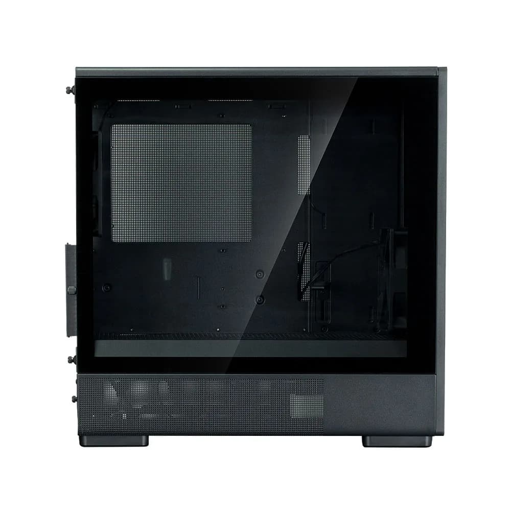 CARCASA Zalman "P10 NAMU", mini tower, gaming, fara sursa, suporta 7xfan, 3xfan inclus, PSU shroud, display 9.1inch, USB Type-C x 1, USB 3.1 gen1, audio+mic, 5 sloturi expansiune, negru, "P10 NAMU Black" — miniatură
