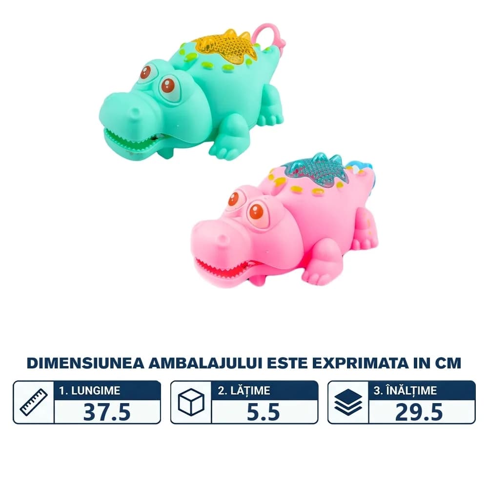 Crocodili cu frictiune si lumina, 12 buc/set — miniatură